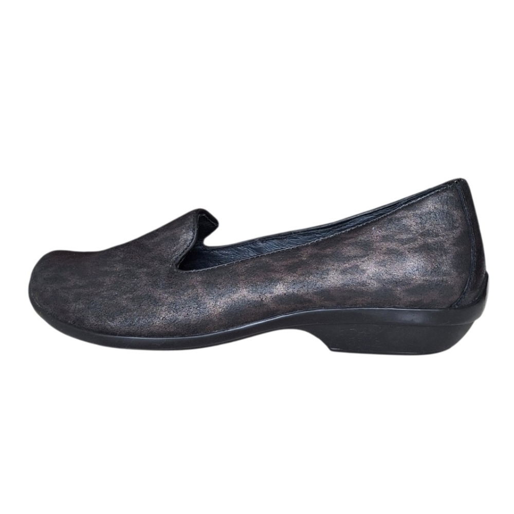 Dansko Olivia Black Silver Metallic Leopard Comfort Loafers Shoes 8.5  EU 39